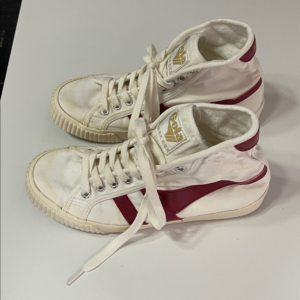 GOLA Cream  and Burgundy High-Top Sneakers women’s sz 7